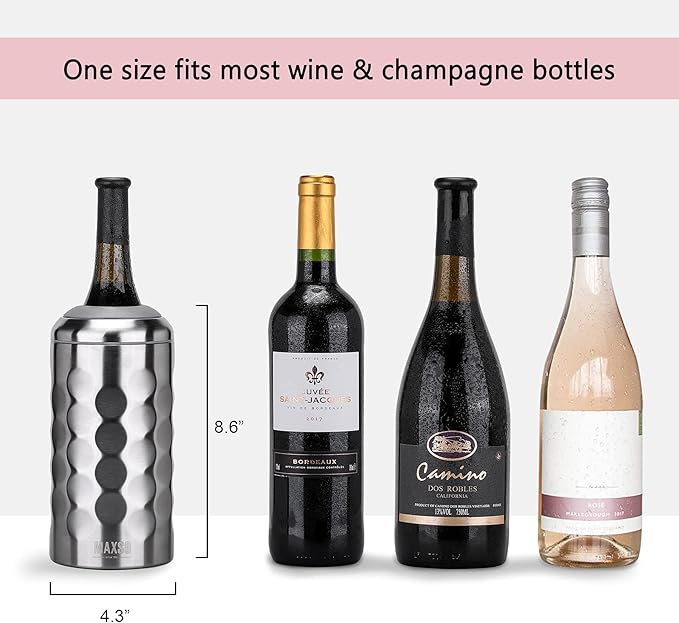 Wine Chiller Single Bottle Stainless Steel Iceless Cooler insulated Wine Bottle Keep Wine Cold up to 6 Hours Fits Most Wine Bottles Gift for Wine Lovers Rapid and Portable