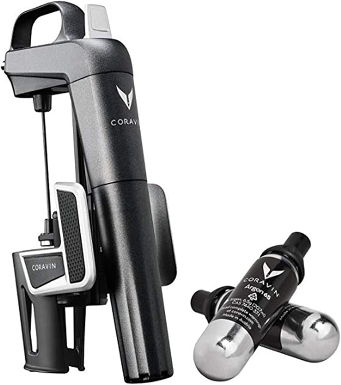 Coravin Model Two -Wine Preservation System - Bottle Opener, Needle Pourer, Aerator, and Wine Saver - Graphite - Includes 2 Argon Gas Capsules and Wine Needle