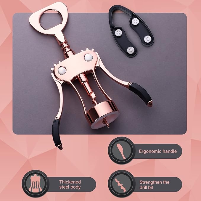 Wine Opener, Zinc Alloy Premium Wing Corkscrew Wine Bottle Opener with Multifunctional Bottles Opener, Upgrade