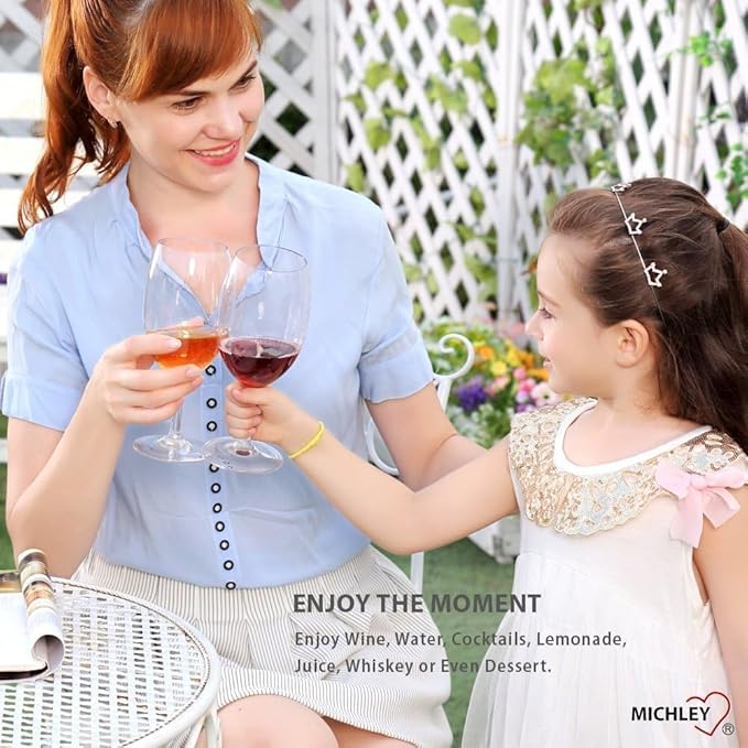 MICHLEY Unbreakable Wine Glasses, 100% Tritan Plastic Shatterproof Large Wine Glasses 20 oz, Set of 6