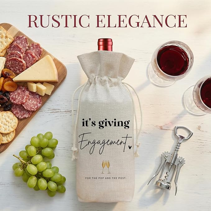 Buildinest Engagement Wine Bag, Engagement Gifts for Couples Women, Bride To Be Gifts, Engagement Party Decorations Favors, Reusable Wine Gift Bag for Engaged Couple Fiance Gifts-A15