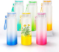 AGH 16oz Sublimation Glass Cups 6 Pack Color Frosted Sublimation Glass Tumblers with Colored Carrying Handle Lids,6 Color Gradient Glasses,Suitable for Cold or Cot Drinks,Easy to Carry