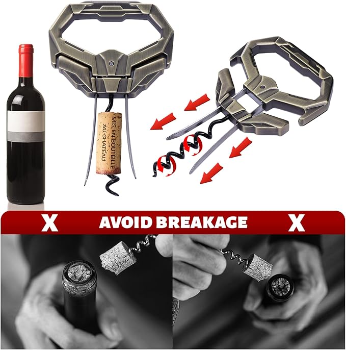 3 in 1 Ah So Two Prong Wine Opener & Cork Remover,It Can Remove The Older and Fragile Wine Corks so Easy for Connoisseurs to Uncork (Diamond-3Q)