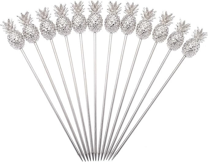 Barfly Cocktail Picks, Pineapple, Stainless Steel, Set 12, 4.5"