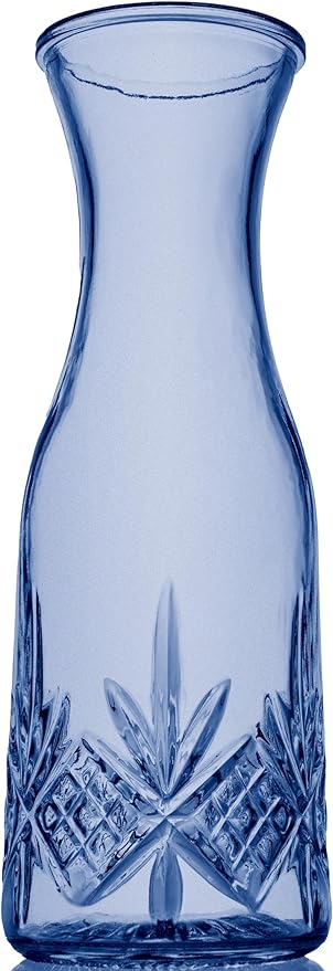 Godinger Carafe, Glass Pitcher, Wine Pitcher, Cocktail Carafe, Water Jug, for Iced Tea, Mixed Decanter & Beverages, Barware & Drinkware, Blue, 32oz