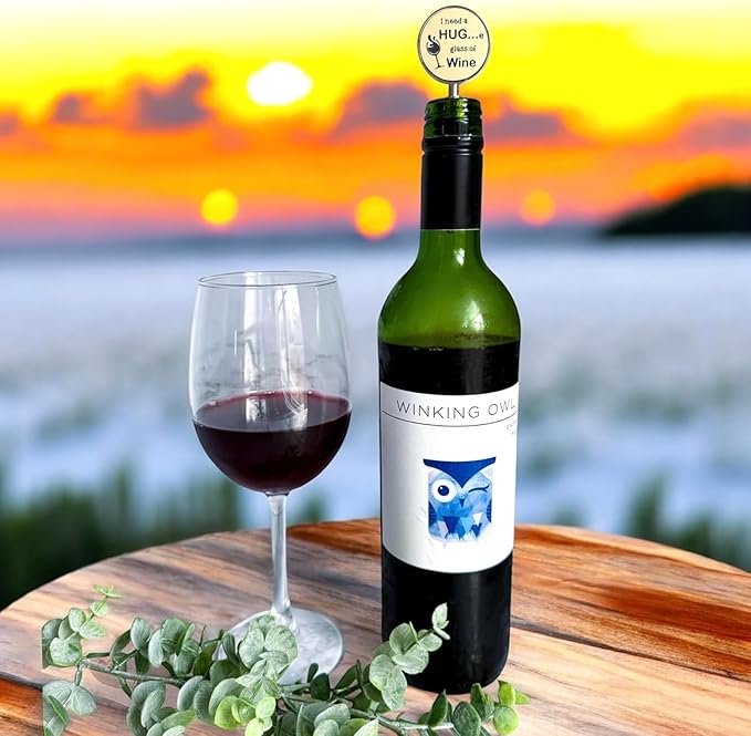 Jazzy Jade Designs Funny Wine Stopper - “I Need a HUGe Glass of Wine!” Laser Engraved Zinc Alloy & 100% Food-Grade Rubber Bottle Stopper - Cute Wine Gift & Bar Accessory, Made in USA by Small Business