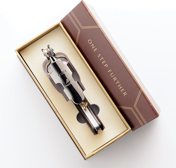 Corkscrew for Professionals FALCORK® 249 – Protection – 2-Step Unique Single Lever and Generous Ergonomic Handle for Sweet, Stable and Careful Service in High Hospitality – Only Noble Materials