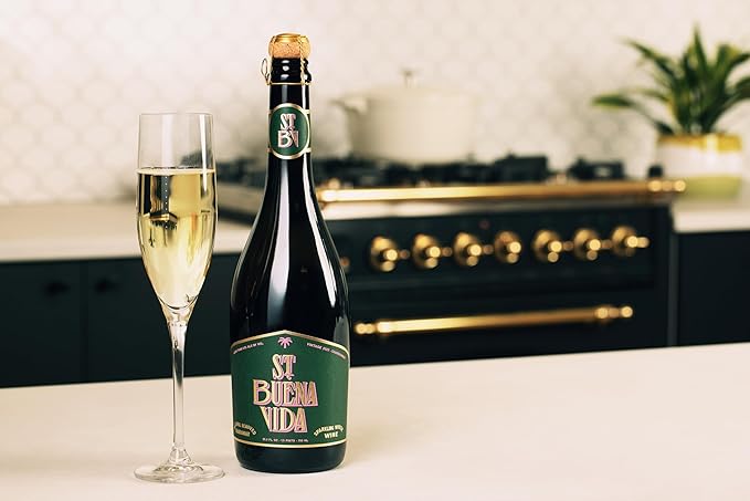 St. Buena Vida Non-Alcoholic Sparkling Wine, Alcohol-Removed, Organic Spanish Grapes, Champagne-Style Sparkling, 750ml Bottle (Pack of 3)