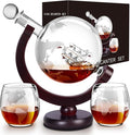 Whiskey Decanter Sets for Men, Whiskey Decanter Globe Set, Gifts for Men Dad Valentines Day with 2 Etched Globe Whisky Glasses for Liquor, Bourbon, Cocktails, Scotch liquor decanter Sets - 850ml