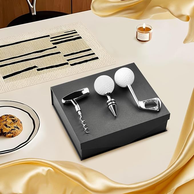 3 Pcs Wine Opener Set, Golf Shaped Corkscrew, Wine Beer Beverage Champagne Bottle Opener, Zinc Alloy Handle Corkscrew, Gift Kit for Wedding Birthday Club Bar