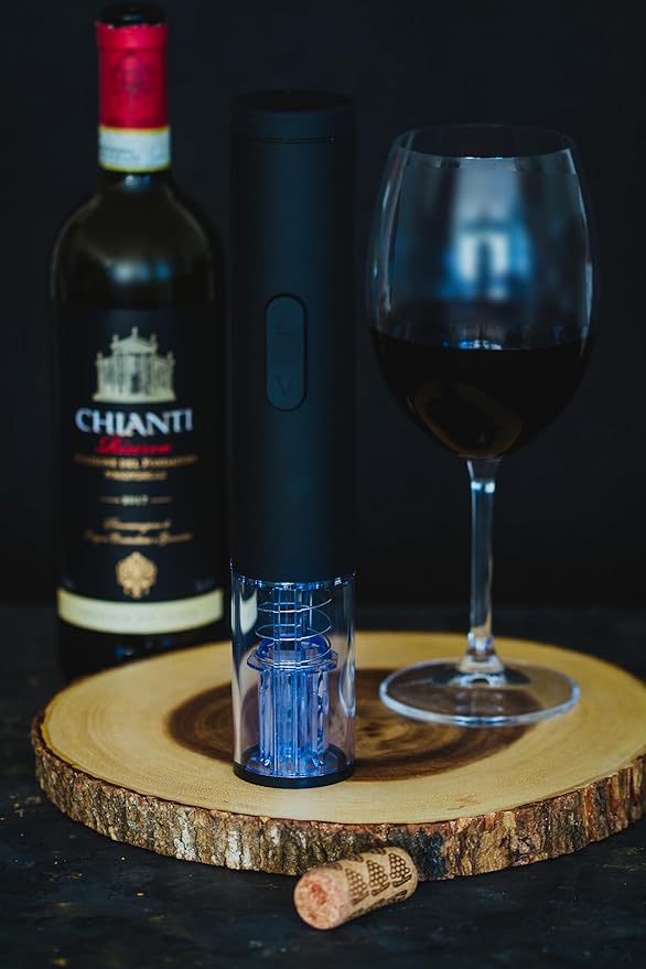 BarCraft Electric Corkscrew Wine Opener with Foil Cutter, Black, 26.5 x 4.5 cm