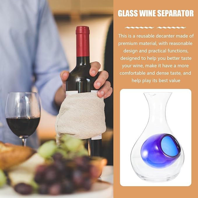 Luxshiny Glass Wine Decanter with Ice Cavity 14Oz Cold Sake Carafe and Whiskey Dispenser for Home Bar and Dinner Parties