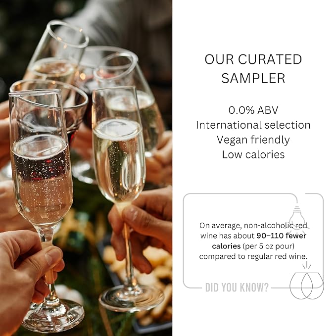Non-Alcoholic Sparkling Wine Sampler – 4 Bottles (25.4 Fl Oz Each) – Lussory Brut, Princess Bollicine Bianco, Perle Blanc, So Jennie Paris (France, Italy, Spain)