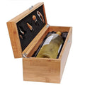 CASE ELEGANCE Premium Bamboo Wine Box Gift Set with Accessories - Luxury Single Bottle Wine Gift Box with Wine Opener, Bottle Opener & Wine Accessories, Wedding Gift Case with Tools
