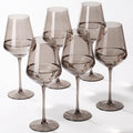 Gray Colored Wine Glasses Set of 6, Handblown Wine Glasse,Gray Coloful Glassware,17OZ for Red or White Wine,for Wedding Gift, Anniversary, Christmas, Birthday,Mothers Day Gifts,Gifts for My Wife
