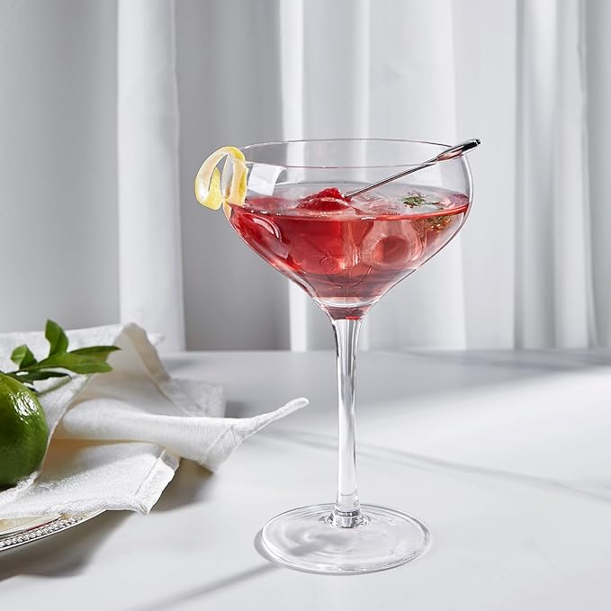 Royalrose Premium Delight Vintage Wine Glasses Set of 4, 10.8 oz Goblets Glasses for Wine, Mixed Drinks, Sparkling Water, Elegant Drinkware for Entertaining or Daily Use (Coupe Glasses)