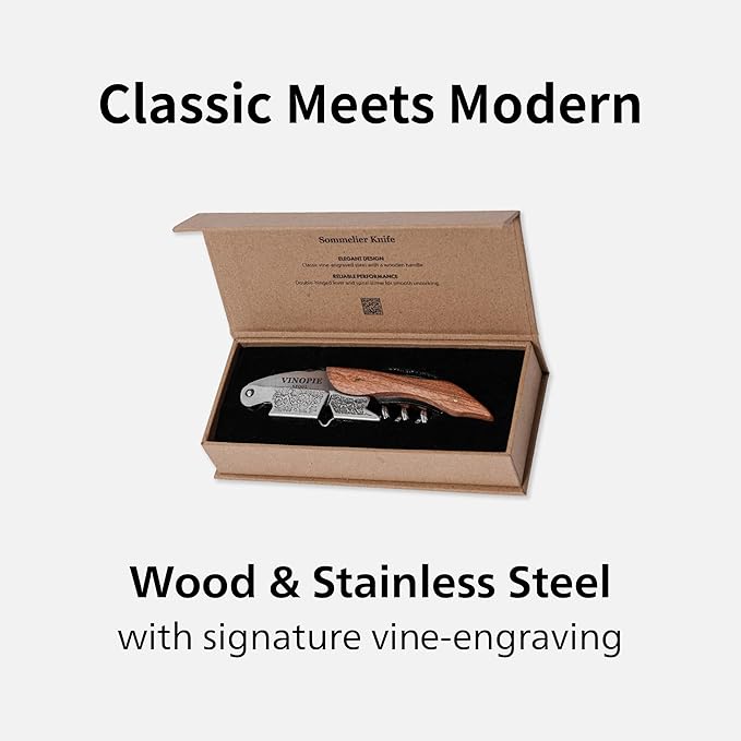 Grape Stem Design Stainless Steel Corkscrew and Foil Cutter - Wine Key Sommelier Knife