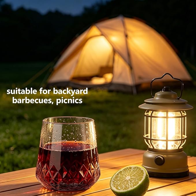 Lueumxc 40 Pack Plastic Wine Glasses, 14Oz Origami Rhombus Disposable Wine Glasses Unbreakable Clear Plastic Cocktail Glasses Recyclable Shatterproof Reusable Wine Cups