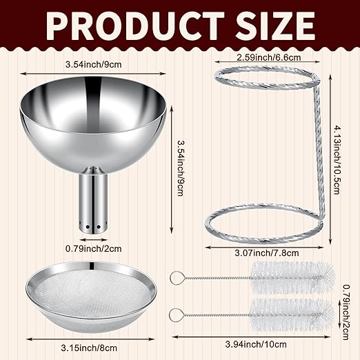 5 Pcs Wine Aerator Shower Funnel with Mesh Sediment Strainer Stainless Steel Aerating Decanter Funnel with Filter Stand Screen and Brushes for Christmas Wine Lover Gift
