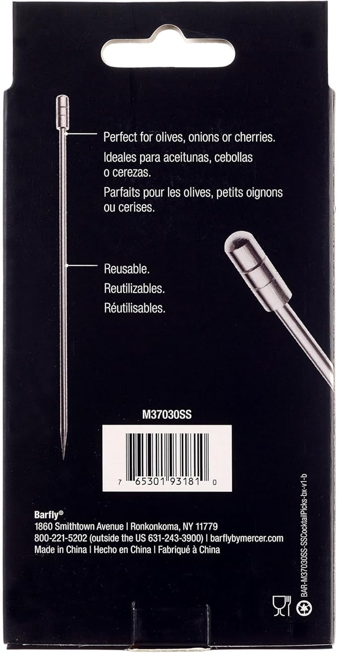 Barfly Grooved Top Cocktail Picks, Stainless Steel