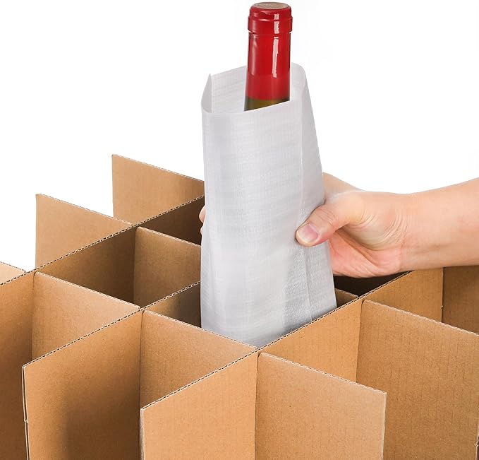 Dicunoy 6 Sets Glass Divider Kits for Moving, Carboard Wine Glassware Dish Packing with 72 Package Foam Pouches, for 16 x 12 x 12 Inch Box