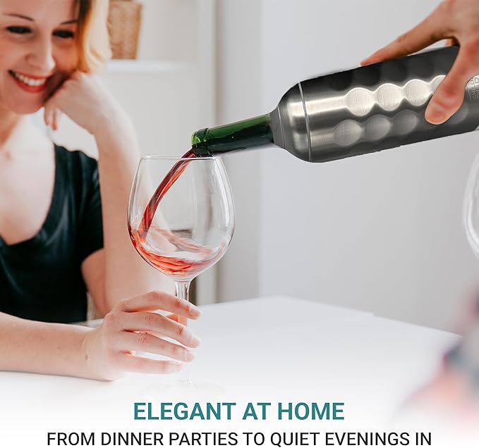 Vacuum Insulated Stainless Steel Wine & Champagne Bottle Cooler – Fits Most 750mL Bottles, Keeps Drinks Chilled for Hours (Black)