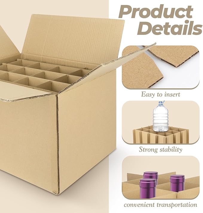 Golden State Art, 4 Sets Moving Box Glass Divider for Wine Glassware, Protect Plate Bottle Ceramic Packing, Fit for 18x14x12 Inch Box (Excluding Box)