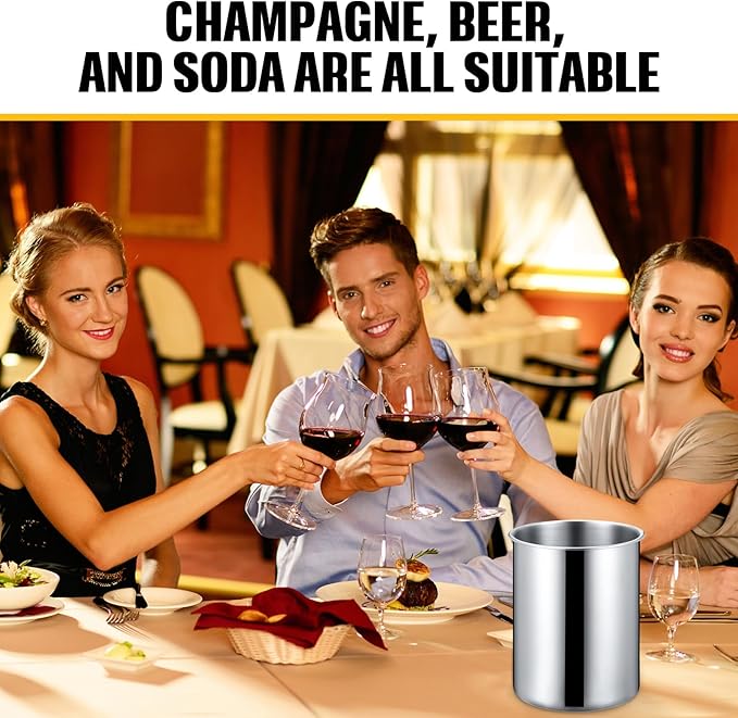 Domensi 6 Pcs Wine Chiller Bucket 750 ML Champagne Bucket Stainless Steel Wine Chillers for Bottles Keeps Cold for Hours Cooler Insulated Champagne Beer Ice Bucket