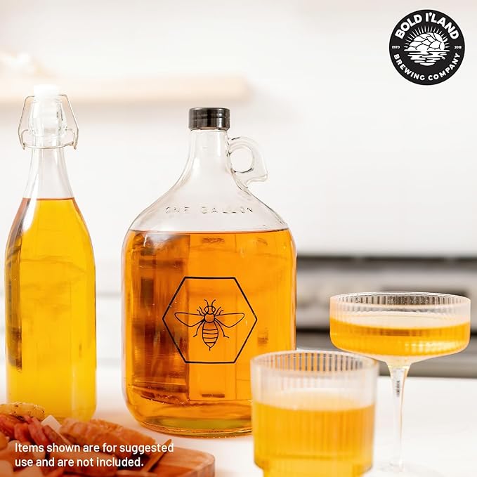 Complete Mead Making Kit for Beginners – Home Brewing Starter Kit – Includes 1 Gallon Glass Jug Carboy - Alcohol Hydrometer for Alcohol Test – Auto Siphon – Airlock – How to Guide and More