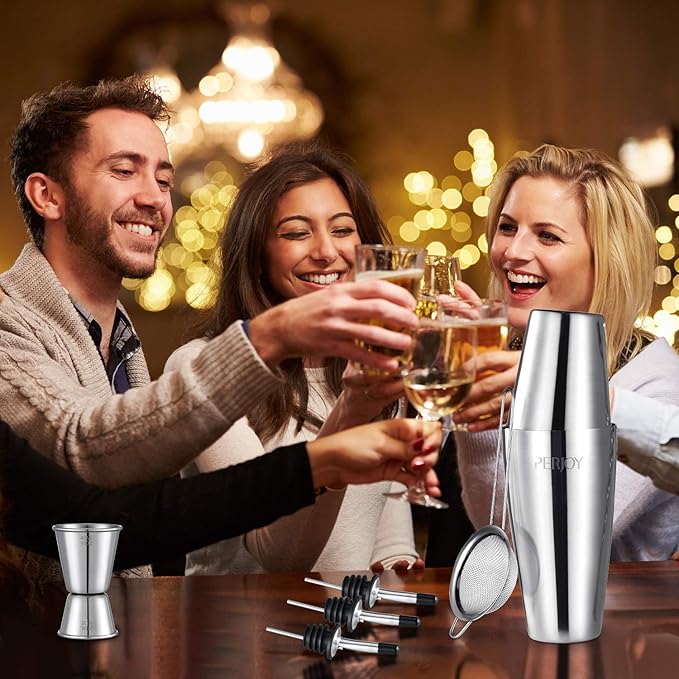 Cocktail Shaker Set, 16 Piece Bartender Kit, Cocktail Shaker, Stainless Steel Bar Set Accessories, Coktail Set, Boston Shaker, Drink Mixer Shaker, Bartending Bar Tools with Muddler Spoon Jigger