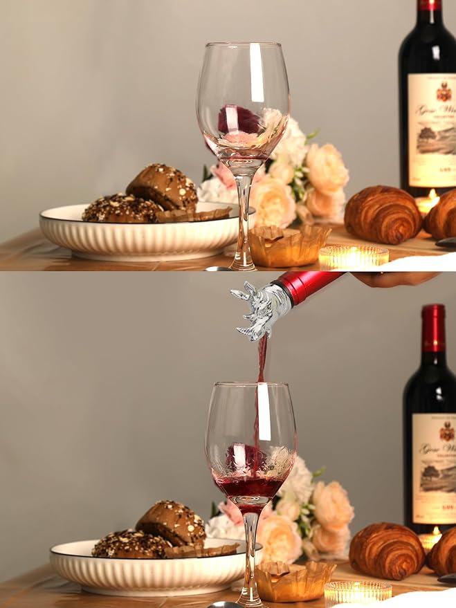 Rhino Wine Pourer, Metal Animal Wine Bottle Pourer Spout with Stopper, No-Drip Liquor Pour Spout for Wine, Whiskey, Spirits, Decorative Rhinoceros Bottle Topper Bar Accessory, Gift for Men