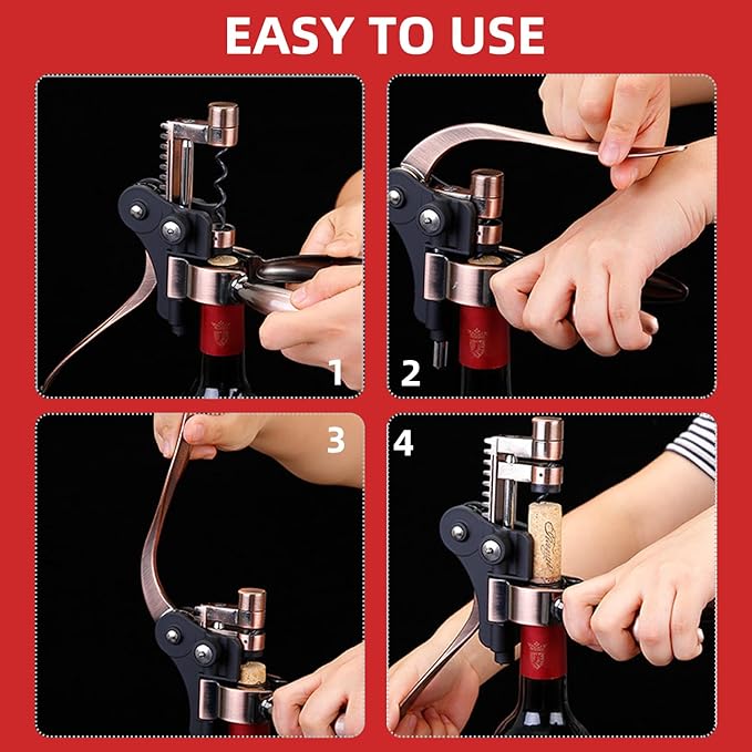 Rabbit Wine Opener Set, Wine Accessories with Wooden Gift Box – Wine Gift for Wine Lovers (S288-SIL-9)