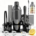 14-Piece Cocktail Shaker Set with Stand, Bartender Kit, 25oz Shakers, Bar Set Cocktail Shaker Set, Jigger for Bartending Kit, Drink Mixer Set, Cocktail Set Recipes Booklet Home, Bar, Party (Black)