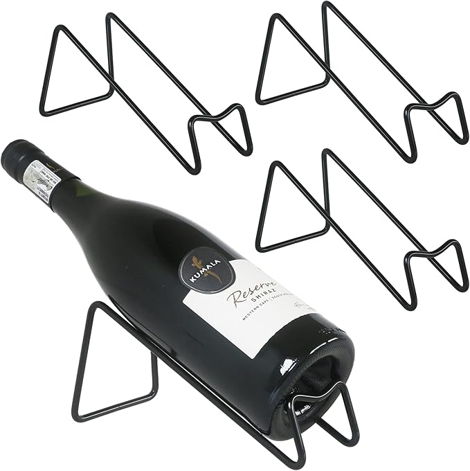 4Pcs Simple Wine Rack, Tabletop Wine Display Rack Wine Bottle Holder, Gift for Kitchen Home Decoration (Black)