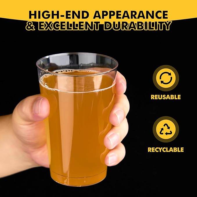 RACETOP 12oz Clear Plastic Cups, 100 Pack Disposable Party Cup, Heavy Duty Disposable Glasses, Disposable Cups for Party, Thanksgiving, Wine Taesting, Birthday and Christmas.
