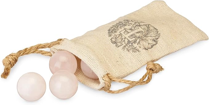 Twine Rose Quartz Wine Gems, Pink Drink Chillers, Real Polished Rose Quartz Stone Spheres, Whiskey Stones, Pink, Set of 6