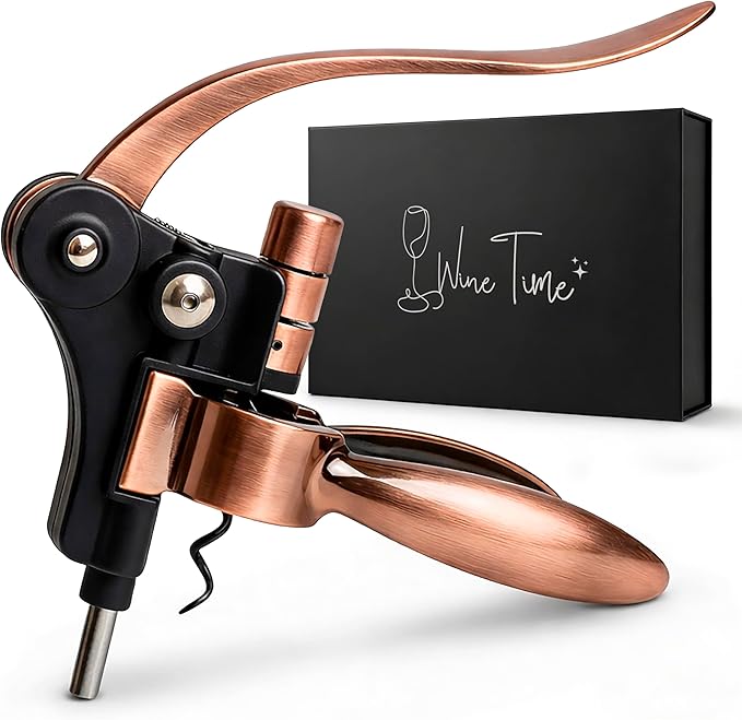 Complete Corkscrew Wine Opener Set With 7 Essential Accessories – Luxury Corkscrew Wine Opener Set for Effortless Uncorking & Wine Preservation – The most Elegant Wine Opener Gift Set (Luxe Bronze)