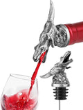 Animal Wine Pourer Spout, Drip Free Bottle Pourer & Stopper for Wine and Liquor Bottles, Funny Gift for Men, Dad, Hostess and Housewarming, Bar Cart Accessory for Holiday Party Decor, Multiple Animal