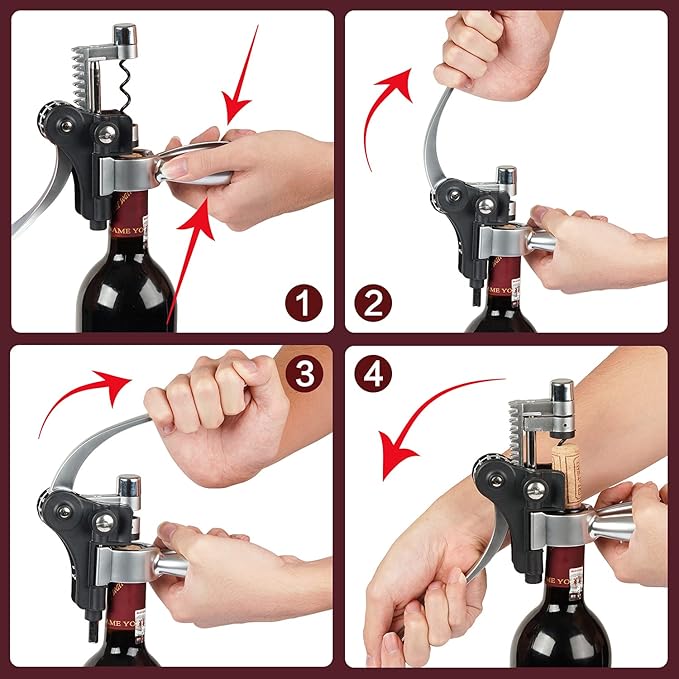 QCLTY 9-Piece Stainless Steel Wine Opener Kit Bottle Opener Gift Set Beer/Wine Accessories Set Wood Case