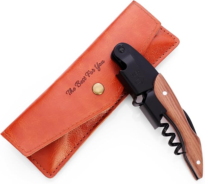 wine opener Professional Corkscrews for Wine Bottles w/Foil Cutter and Cap Remover - Manual Wine Key for Servers, Waiters, Bartenders and Home Use - Classic Rosewood