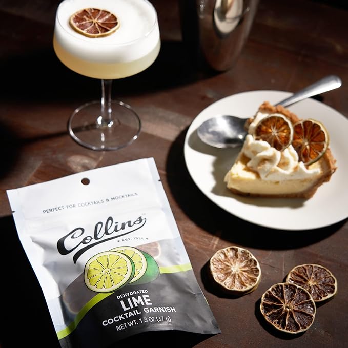 Collins Dehydrated Lime Cocktail Garnish Slices, 1.3 oz, Ideal for Margaritas, Mojitos, Mocktails, Desserts & More – Premium Drink & Food Garnish – 1.3 oz