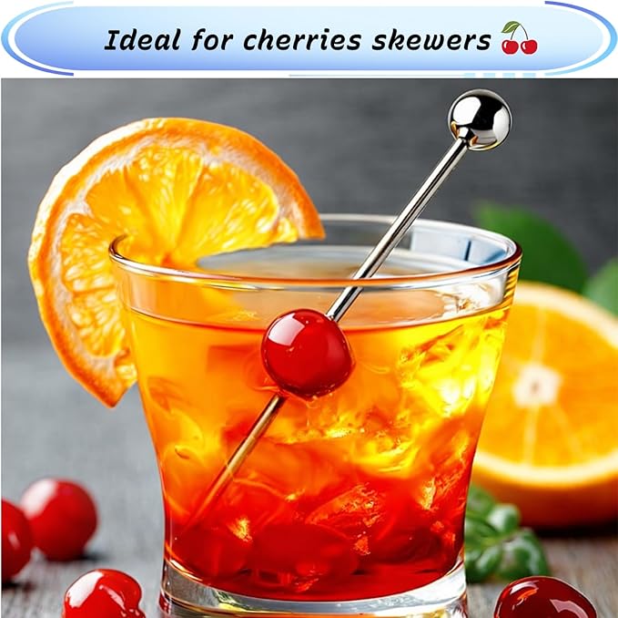10Pcs Cocktail Picks, Stainless Steel Metal Martini Picks, Skewers for Appetizers & Toothpicks for Appetizers, Reusable Cocktail Picks for Drinks, Olives & Fruit