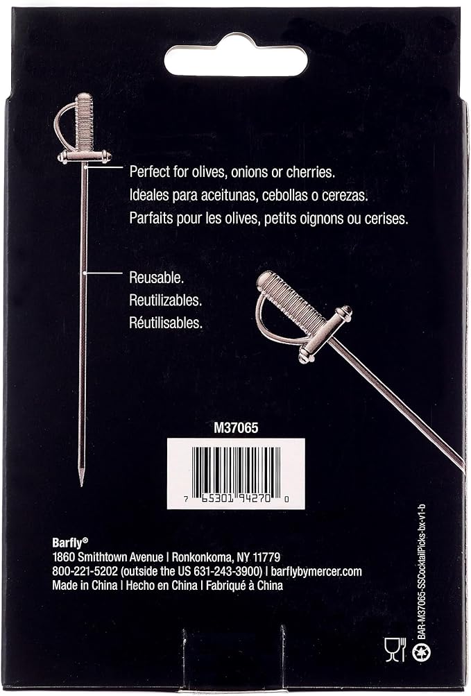 Barfly Cocktail Picks, Sword Top, Stainless