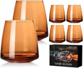Brown Stemless Wine Glasses Set 6-Colorful Wine Glasses Stemless for Wine water,whiskies, juices, cocktails,Unique Gifts for Mother day Birthday Wedding Party