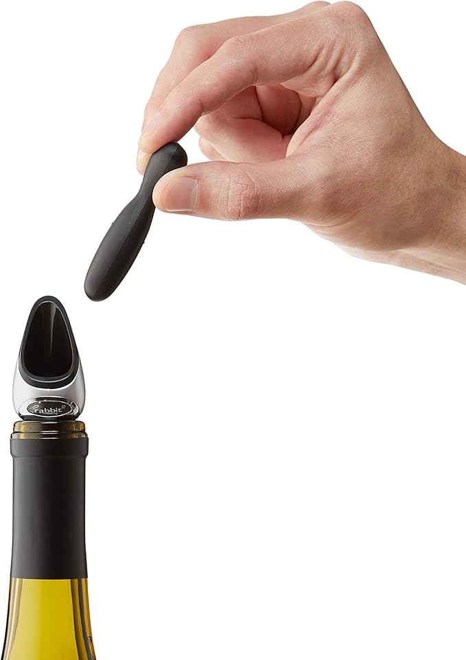 Metrokane Rabbit Wine Pourer with Stopper, Black, W6116N, 1 EA