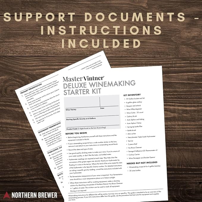 Master Vintner Wine Making Starter Kit – Complete Home Fermentation Equipment for 6 Gallons – Compatible with Wine Recipe Kits