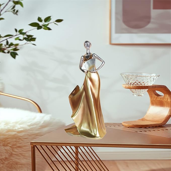 Artpaul Wine Bottle Holder Beauty Lady Statue Wine Bottle Stand Lady Wine Rack Decoration Wine Cork Holder Decor Wine Decor for Kitchen Bar (Golden)