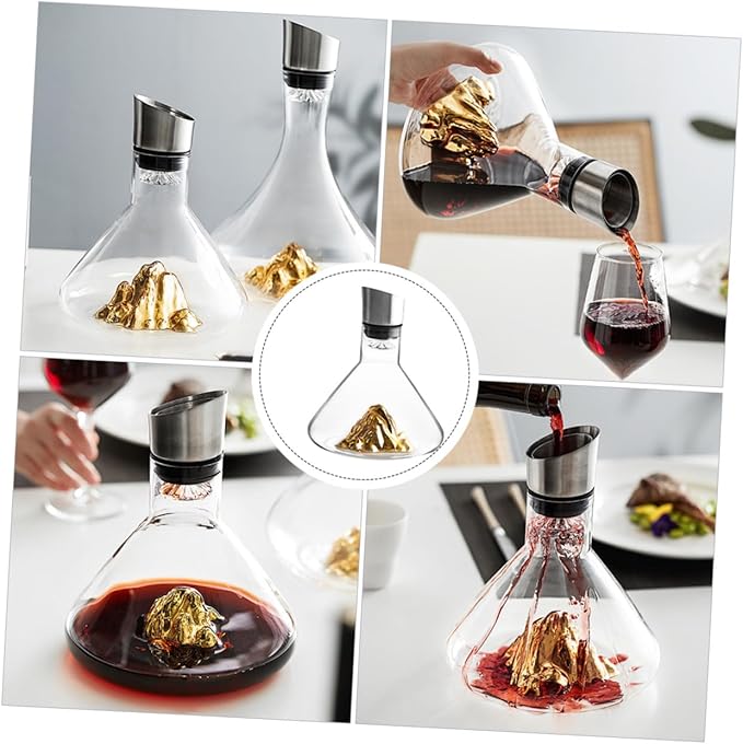 MAGICLULU Crystal Wine Decanter 1500ml Wine Aerator Creative Handheld Decanter for Home Dining and Entertaining