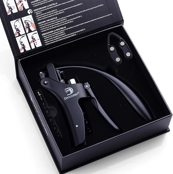 Wine Opener Compact Vertical Corkscrew Wine Bottle Opener with Built-in Foil Cutter