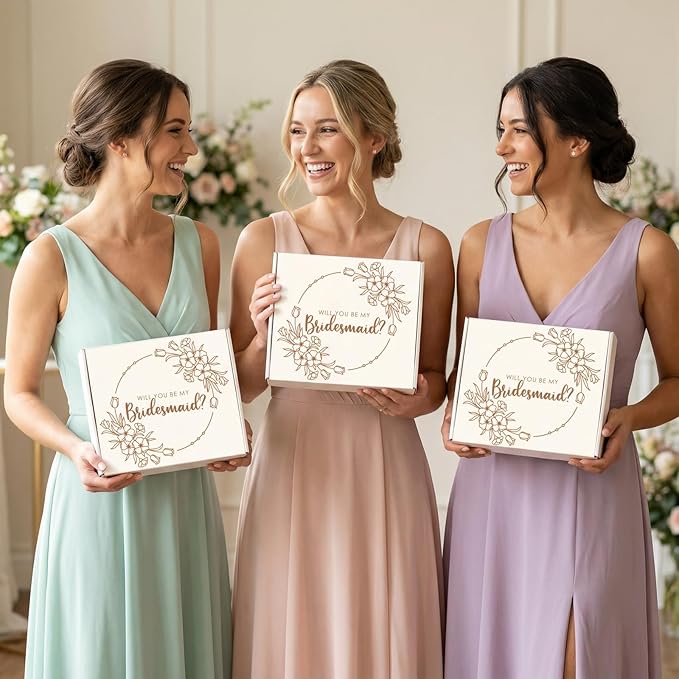 Bridesmaid Gifts, Bridesmaids Proposal Gifts, Will You Be My Bridesmaid Box from Bride for Wedding Day, Engagement Wedding Bachelorette Party Gift, Bridesmaids Proposal Tote Bag Glass Cup Gift Set